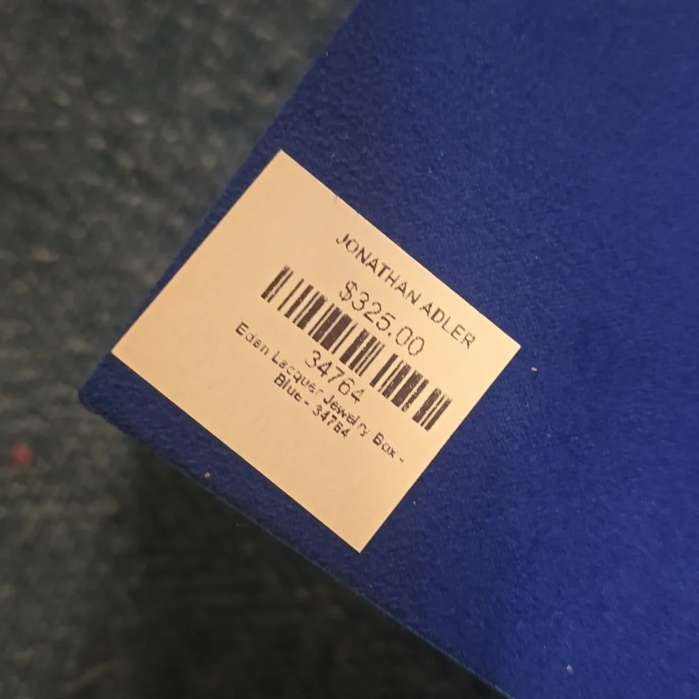 JONATHAN ADLER Eden Lacquer Box, Color Blue, Retail Price $325.00 USD